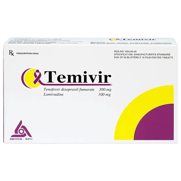Temivir điều trị nhiễm HBV và virus HIV -1 gây suy giảm miễn dịch (3 vỉ x 10 viên) - 1